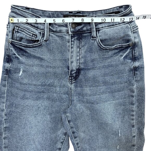 Judy Blue Womens Distressed Slim Fit Jeans 3/26 Light Blue Denim - Picture 7 of 9